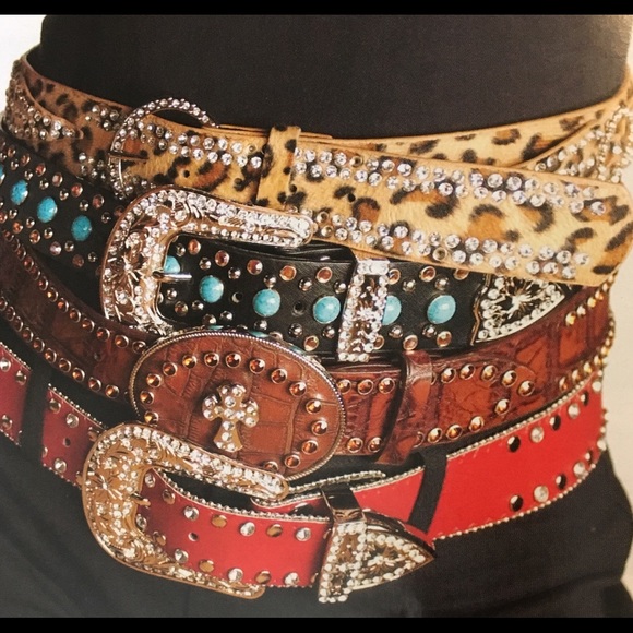 Faux leopards rhinestone belt 42 inches new w tag - Picture 2 of 9